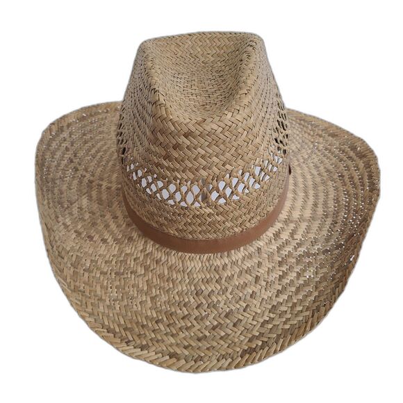 Broner Men's Vented Outback Straw Hat Size Large Zigzag Weave 100% Natural Fiber - Picture 1 of 10